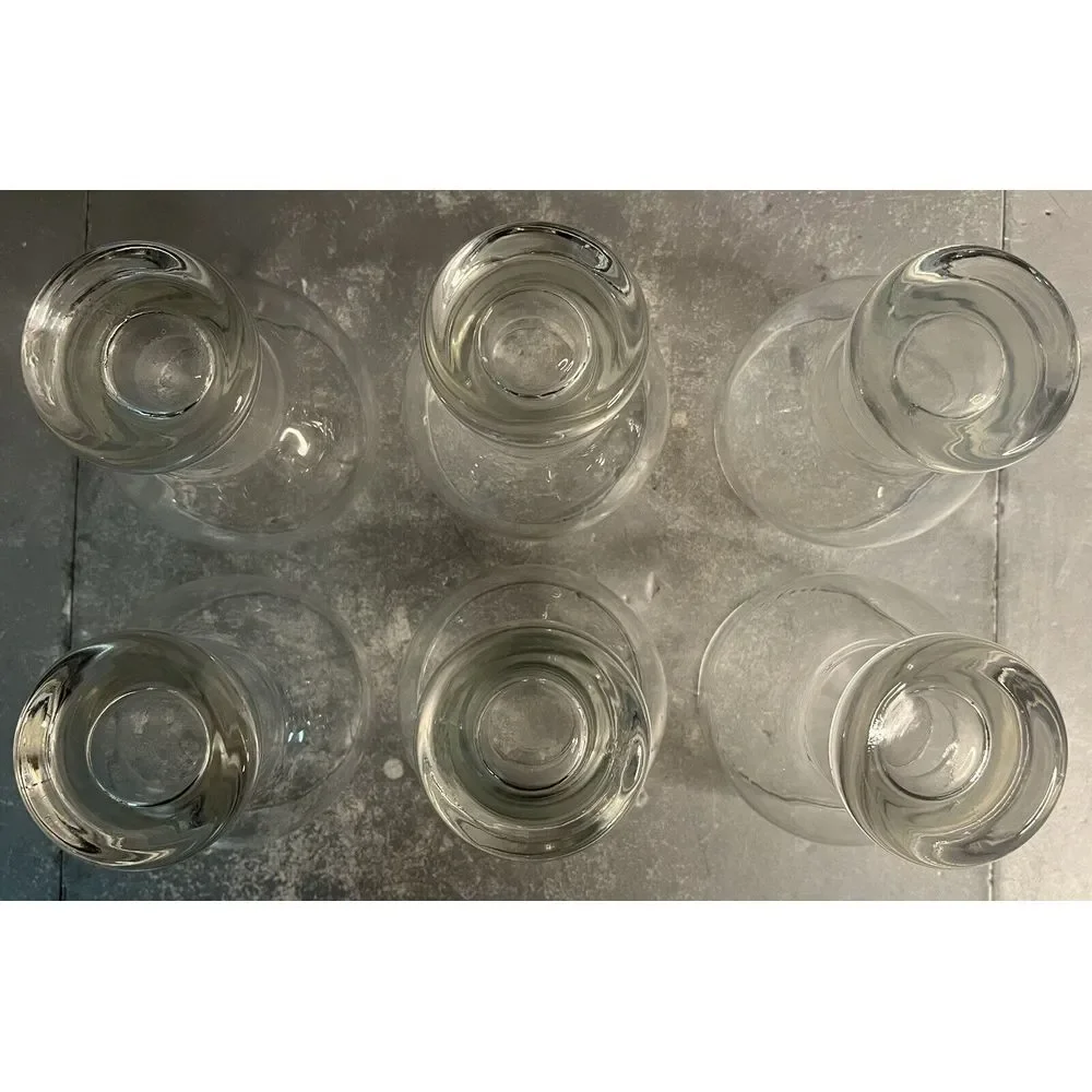 Vintage Federal Glass Set of 6‎ Beer Tumblers 16 oz Round Top Drinking Glasses